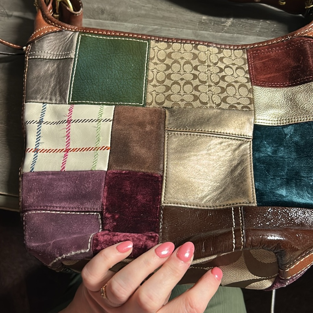 Coach Brown and Green Shoulder Bag - Picture 5 of 10